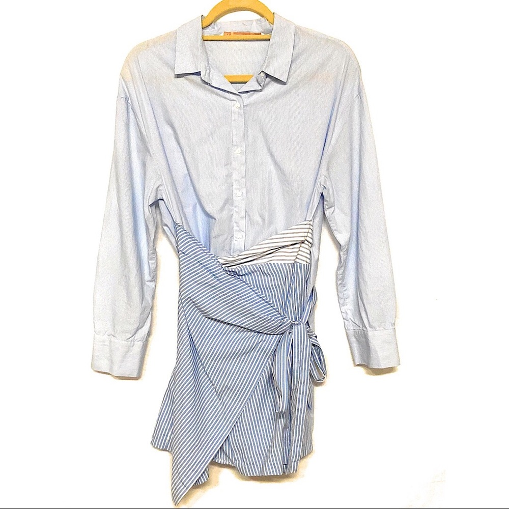 Zara Wrap shirt dress in pinstripes